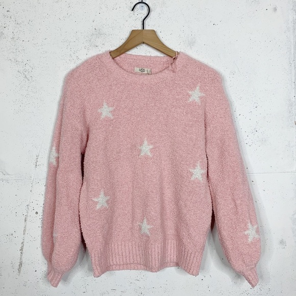 Ugg Paden Pink Star Cozy Sherpa Pullover Sweater Size Small - Picture 1 of 11